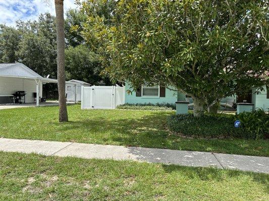 Front view of new fence