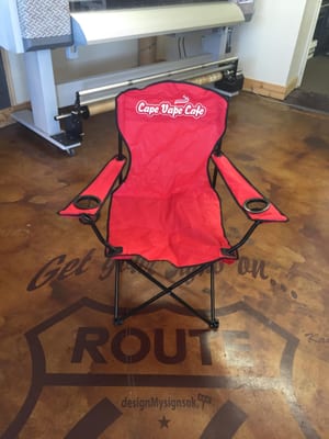 Check out Cape Vape's new chairs.
 Perfect for your next outdoor activity.
 Low minimums, Special pricing.