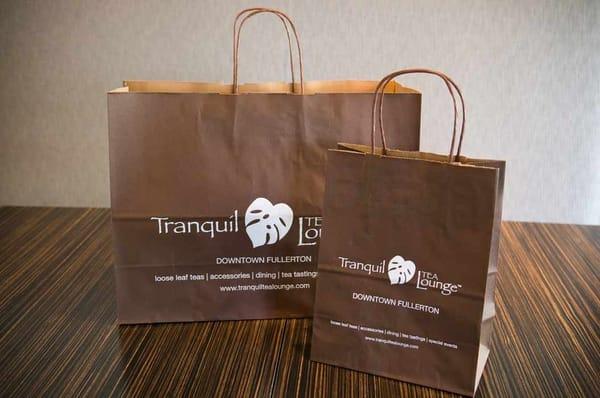 Retail packaging for Tranquil Tea Lounge.