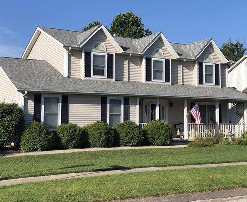 A new roof, done by AMI Roofing Cotractors Inc with our CertainTeed Landmark Cobblestone Gray Shingles.