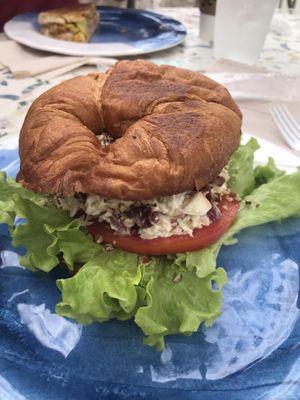 Chicken salad on a toasted croissant - delish!