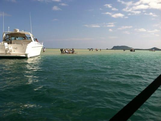 People watching on sandbar. Not our boat though.