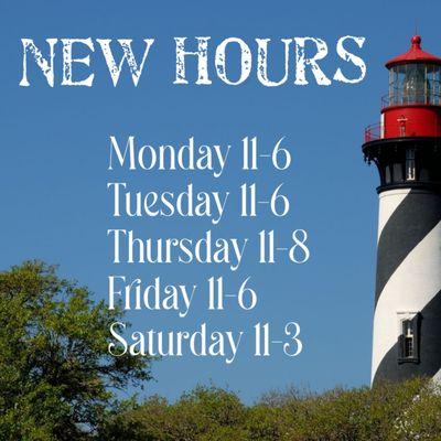 New hours available!  Book now