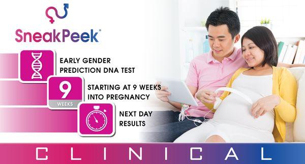 Sneak Peek Clinical, DNA Gender Reveal, 99.6% accuracy