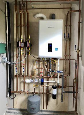 Ready Rooter's installation of a Navien high efficiency combination boiler / water heater.