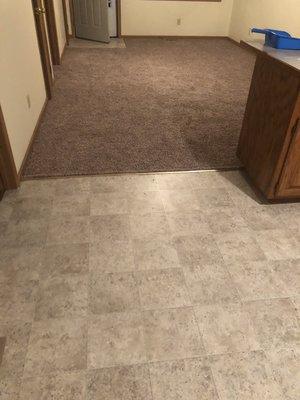 This is a gripper transition from carpet to vinyl. We do our best at making every transition look Beautiful, no matter what the product.