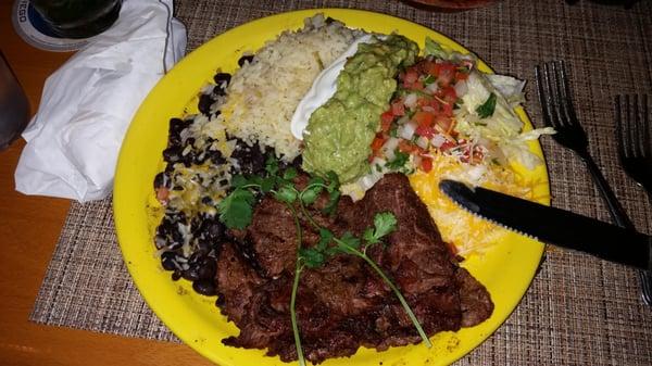 Mesquite Grilled Carne Asade plate!  Made with tender flap meat steak...great portions!