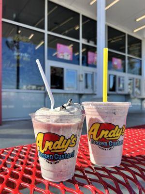 Strawberry Oreo custard left and shake on the right.