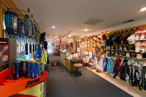 Our Pro Shop carries the finest lines of tennis racquets, shoes, clothing, and accessories, including many leading brand names.