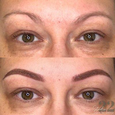 Microshaded Brows before and after