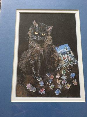 Black cat & Seattle puzzle print