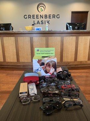 Greenberg Lasik Indianapolis office. They collect glasses to donate to the Lions Club Recycle for sight program.