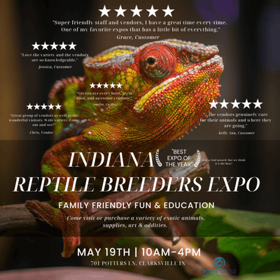 Advert for the May 19th Expo, includes real reviews from our customers & vendors.