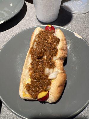 Red Weenie Chili &Onion Dog Y'all!