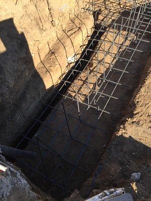 Rebar reinforcement for footing.