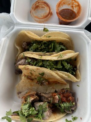 Barbacoa and lengua tacos