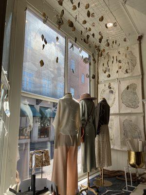 Gorgeous oyster art and fashion window display