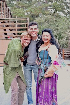 Hunchback director Andrew Marderian with cast members Malakai Howard (Quasimodo) and Taylor Rhoades (Esmeralda).