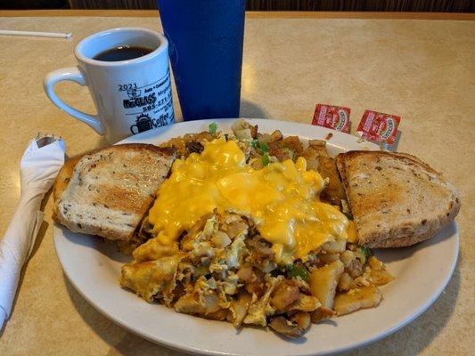 Frittata, Rye Toast, Coffee, Water