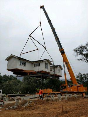 Moving a house with the ironworkers in Montecito.