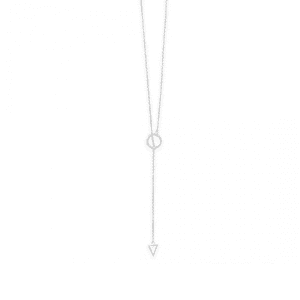 24" sterling silver lariat necklace with cut out triangle design.