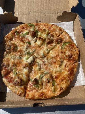 Small Sausage, Green Peppers, and Onions