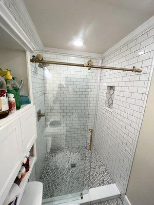 Gold and white shower