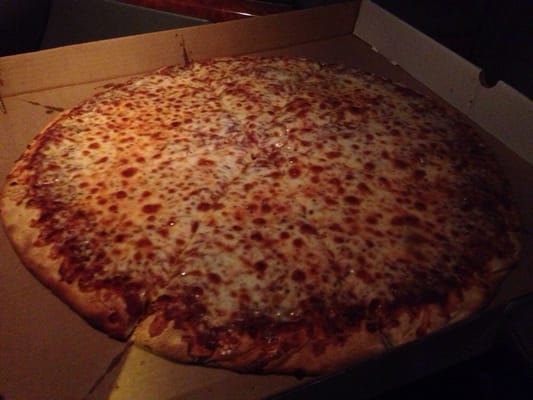 Monday $9.99 cheese pizza that is 20" in diameter. Thin hand tossed crust is light and crisp.