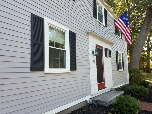 Central Station Hingham MA home never looked better with James Hardie fiber cement siding newest color pearl gray!