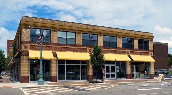 At the corner of 4th and McKinley Ave NW in downtown Canton Ohio. Look for the yellow awnings