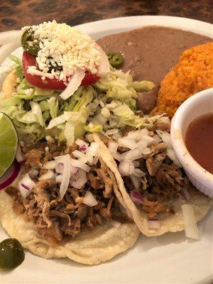 Tacos Colima in Caldwell, Idaho:  Carnitas Tacos.