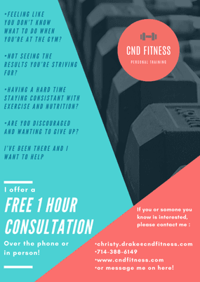 Special offer! Free one hour consultation with Christy.