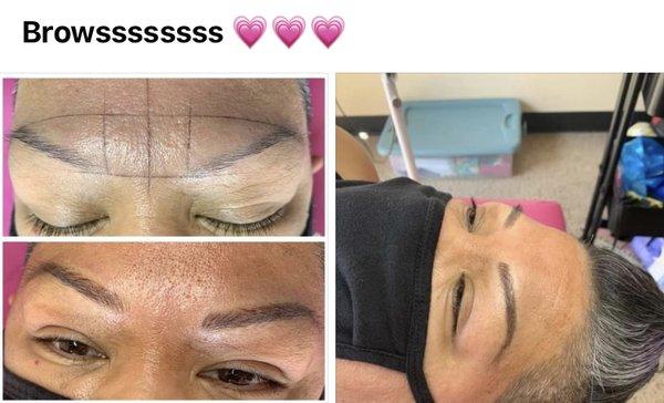 Combo brows, part microblading and part shading