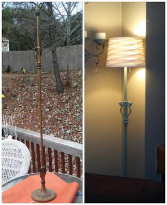 Got this lamp there. Showing before and after picture! Sherri O