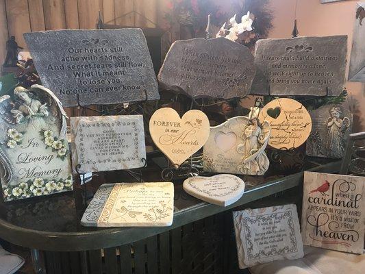 We have a large selection of stepping stones and memorial gifts.