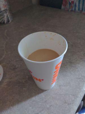 This is the pumpkin spice after I added milk to it ,it wasnt even halfway full. Thanks Dunkin