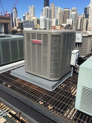 Condenser install with a beautiful view