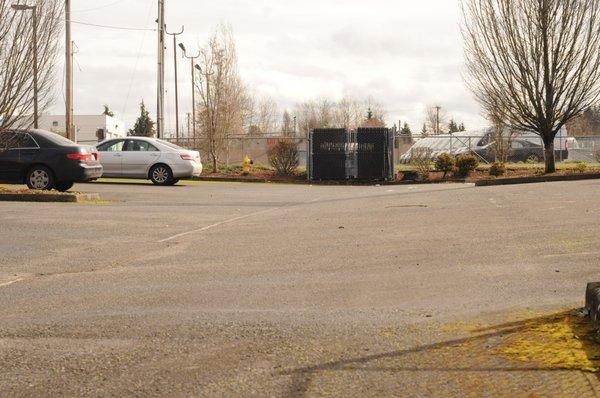 Our lovely parking lot, also wheel chair accessible.