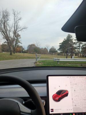 Inside view with tinted windshield.