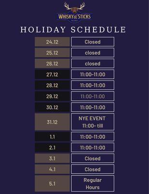 Holiday hours.