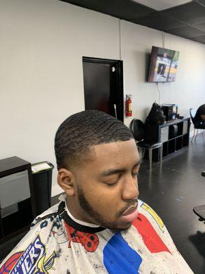 Temp fade, beard trim and line up