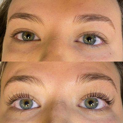 Before and after lash lift