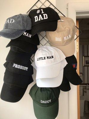 Matching parent-child hats for "Pro & Prodigy," Pilot & Wingman," "Big Man & Little Man," and all the #1 Dads.