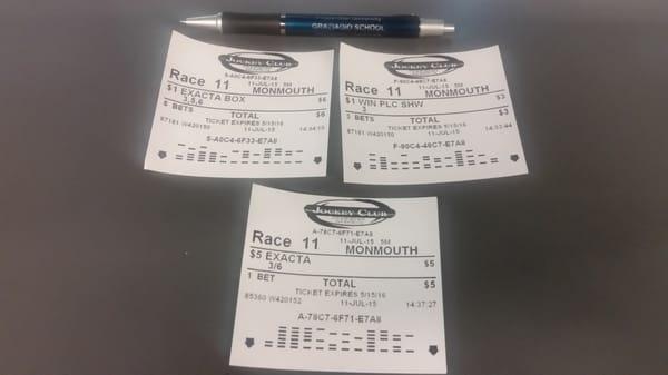 I bet on the #3 horse Stanford on a New Jersey stakes race. By betting different combinations on him since he won I won $31.85.