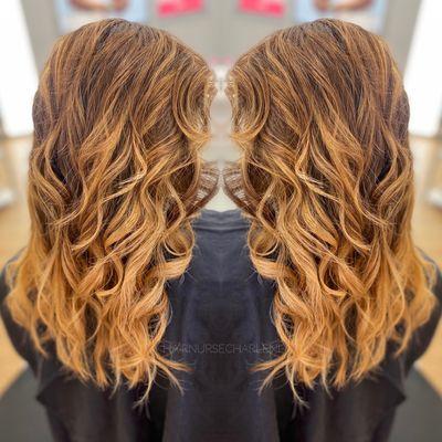 Blonde highlights balayage