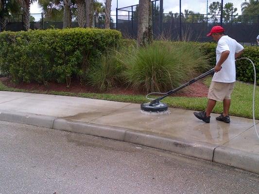 Pressure washing sidewalks