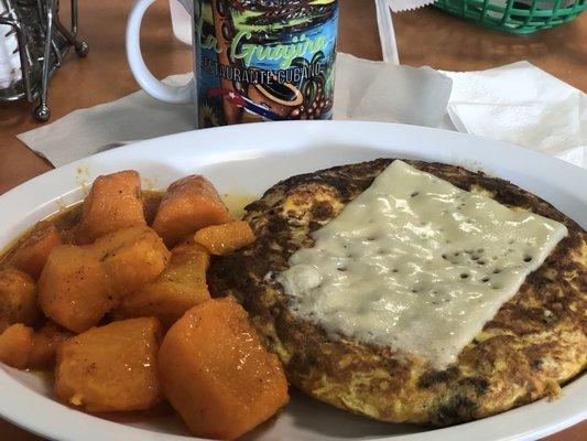 Tortilla Guajira with house potatoes from the breakfast menu