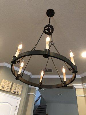 Replaced existing light with a new chandelier.