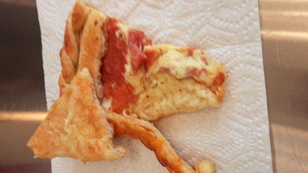 Pepperoni and cheese stuffed crust pizza. Look at this garbage!