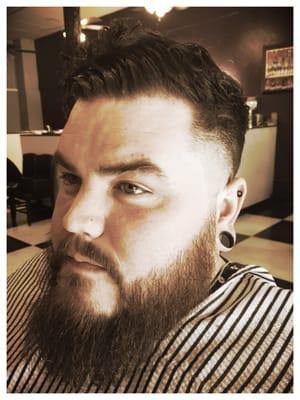 Classic cut, heavy drop fade and beard trim.